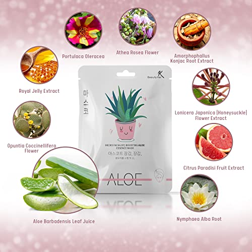 Korean Skincare Face Mask Set: Aloe Vera, Snail Jelly, Royal Jelly, Mango, and Q10 Masks - Deep Hydration, Moisturizing, Anti-Aging, and Wrinkle Care Bundle - Image 6
