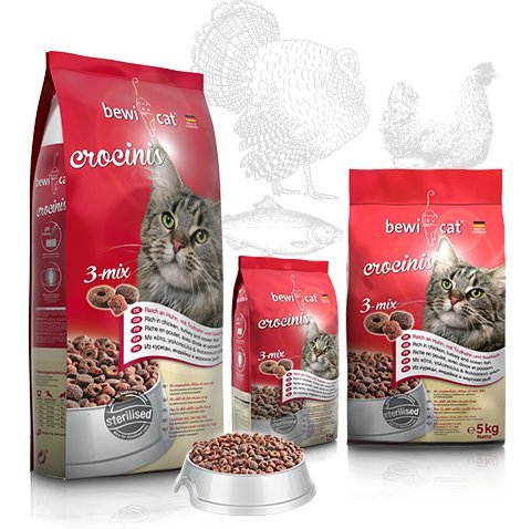 bewi cat Pienso para Gatos Crocinis 3-Mix