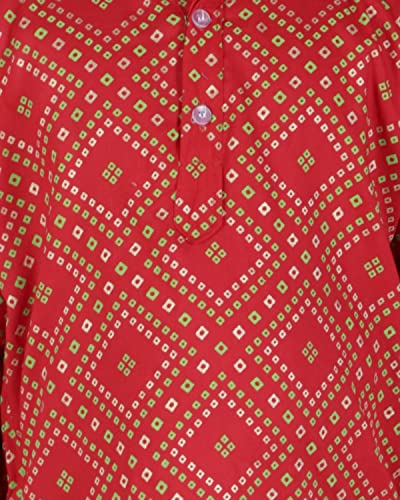 Image of AHHAAAA Kids Ethnic Cotton Bandhani Printed Kurta Pajama Set For Boys