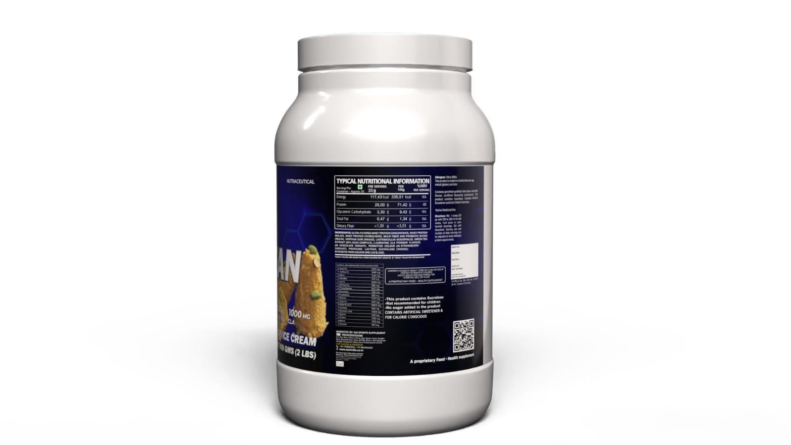 ASN Iso Lean Protein Powder, 2.2LBS(1KG), Kulfi Ice Cream, 25g