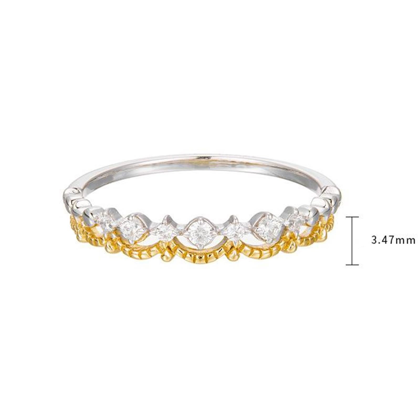 Eheringe 9K/14K/18K Bicolor Echtschmuck mit Diamant, Krone Zweifarbig Bicolor Au 375/585/750 Hochzeitsring Gr.47-65