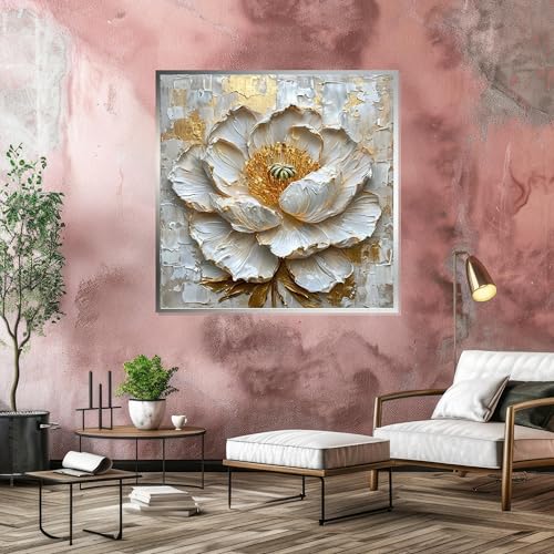 Impression sur toile florale texturée et dorée haut de gamme