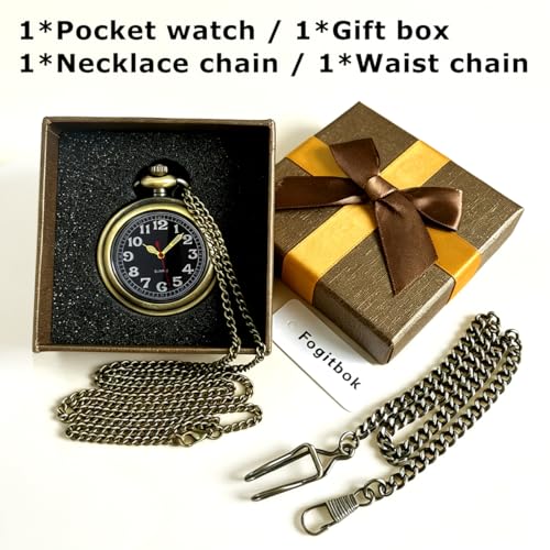 Image of Vintage Quartz Pocket Watches for Men with Chains, Analog Pocket Watch for Women, Gifts for Dad /Grandpa Gifts for Him for Birthday