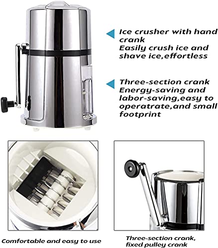 Image of Montavo by FnS Stainless Steel Ice Crusher Manual Machine with Stylish Mirrored Finish Includes a Scoop and Ice Tray