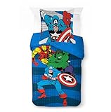 Jay Franco Kids Marvel Avengers Juego de Funda nórdica - Ropa de Cama Supersuave con Funda de Almohada, Solo Funda, edredón no Incluido, Azul, 2 Piezas, Individual