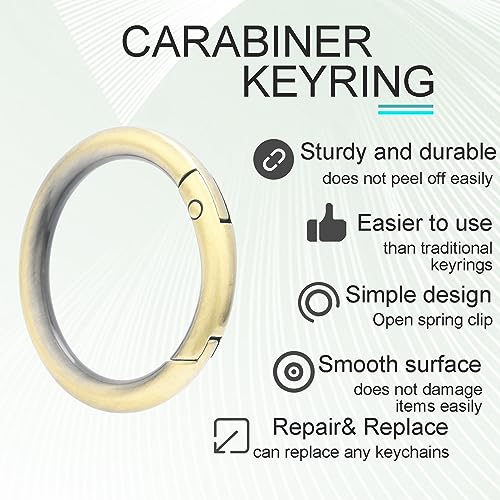 Image of 10 Pack 1-1 /4Inch Trigger Spring O Rings, Metal Round Carabiner Clip Snap Hook, Spring Keyring Buckles for Replacement Purse Strap, Paracord Lanyard Clips, Keychain Rings Hardware DIY Crafts Making