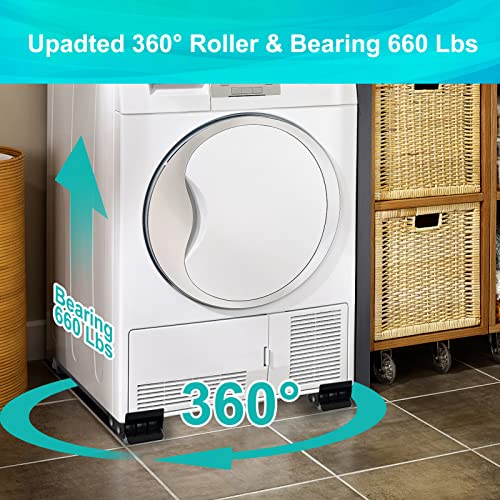 Image of 360� Universal Extendable Furniture Appliances Rollers, Strong Mover Tools with 24 Roller & Brake Equipment for Heavy Washing Dryer Refrigerator with Swivel Mobile Wheels Base Stand Hold Up to 700 Lb