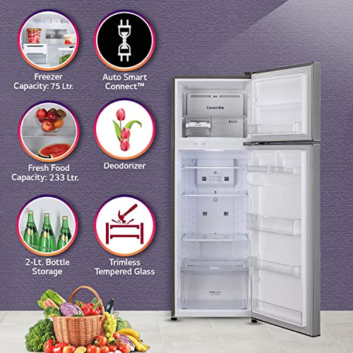 Image of LG 308 L 3 Star Frost-Free Smart Inverter Double Door Refrigerator Appliance (GL-S322RPZX, Shiny Steel, Convertible & Multi Air Flow, 2022 Model)