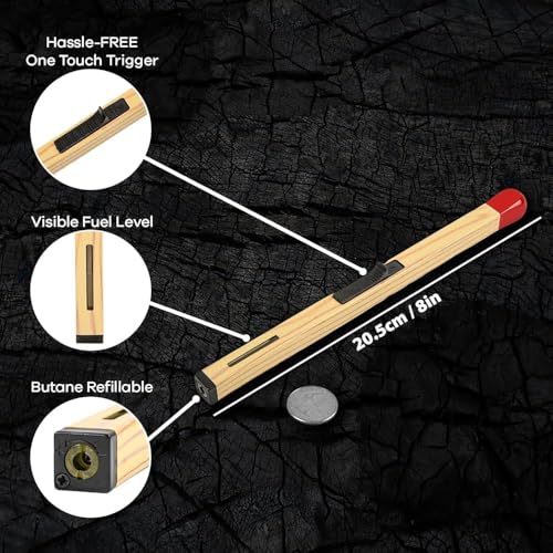 Image of Adjustable Flame Gas Lighter with Refillable Long Handle Design, Butane Kitchen Burner Tool for Stove, Candle, BBQ, Camping and Outdoor Cooking Applications