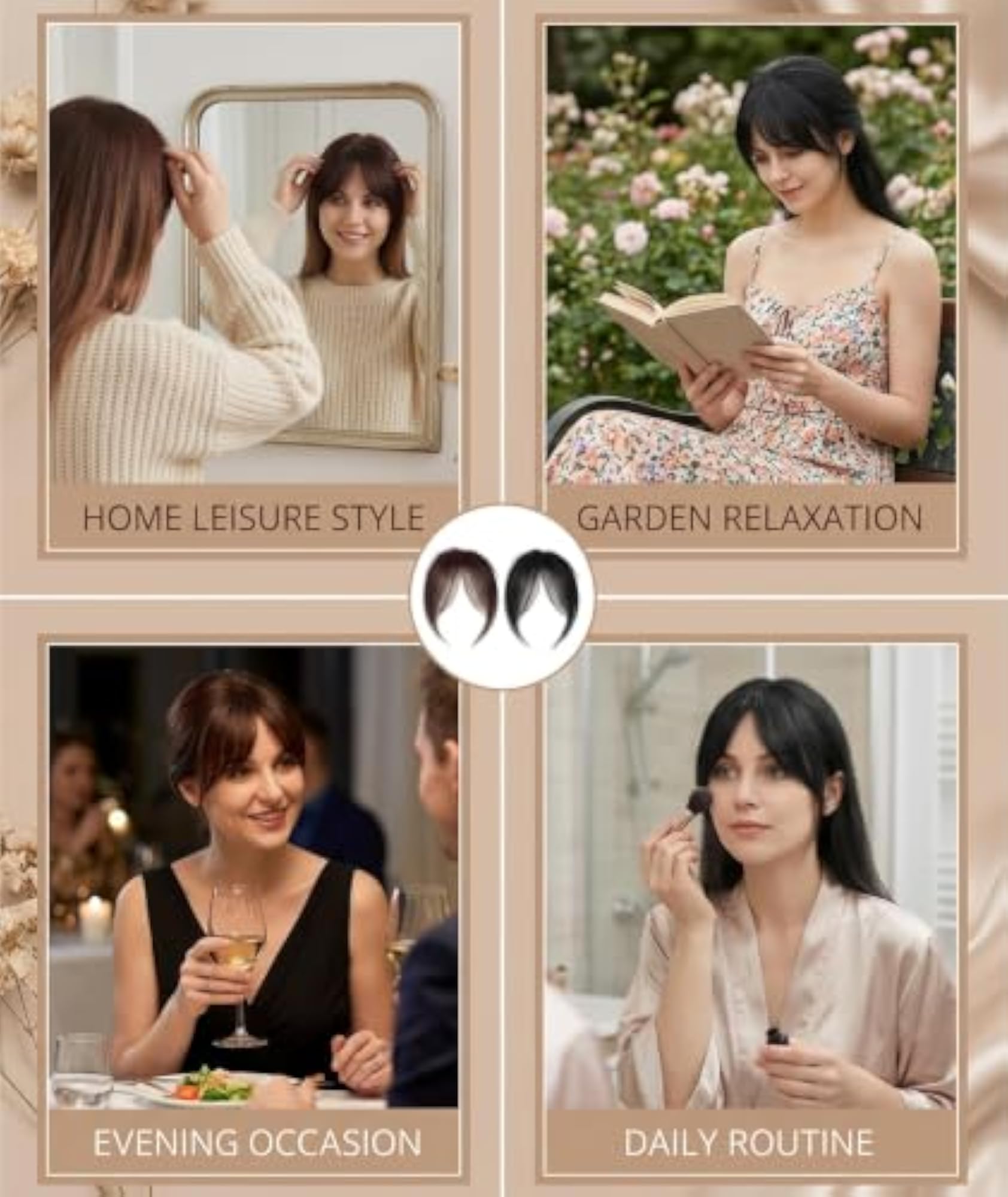 2PCS Hair Topper for Women, Natural Looking Bangs