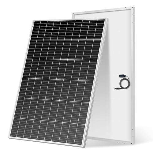 Image of DOKIO 200W 18V Monocrystalline Solar Panel for 12V Battery Charging,12BB Half-Cell Glass Module with Aluminum Frame, MC4 Connector, Pre-Drilled Holes, for Rooftop RV Boat Farm Off-Grid Power