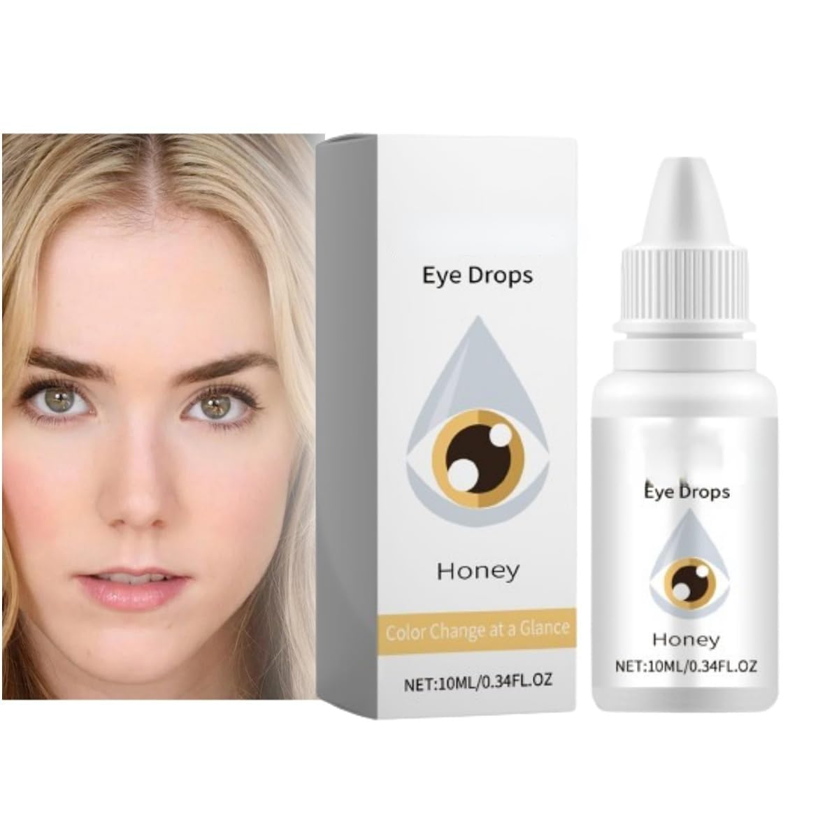 Fancy Drops Change Your Eye Color, Eye Color Changing, Eye Drops, Eye Color Changing Drops, Color Changing Eye Drops, Change Eye Color Drops (Honey)