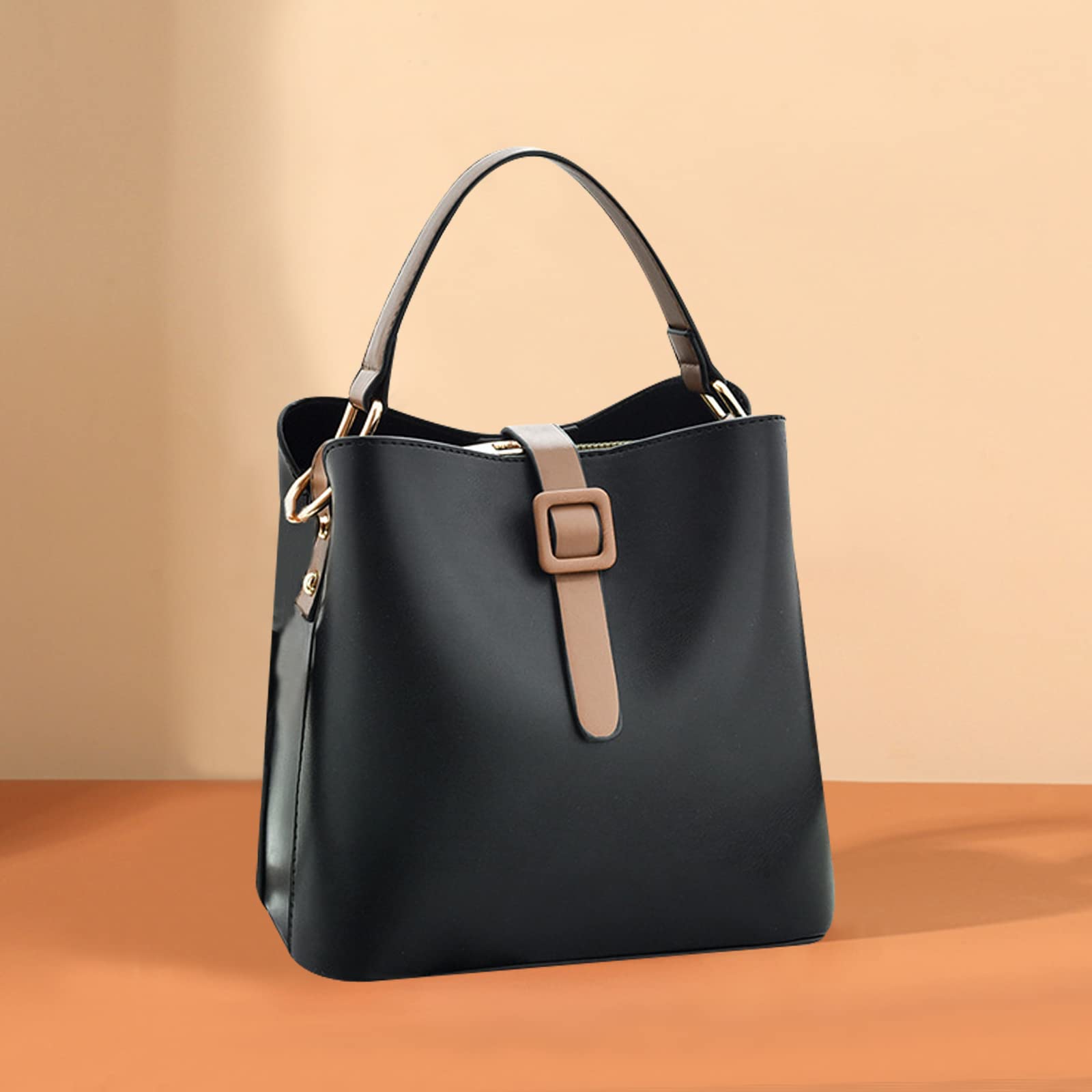 ADITAM Bolso de Cubo Mujer, Bolsos y Bolsos de Hombro, Bolso Cruzado de Moda para Mujer, Bolso de Mano con asa Superior de Cuero PU con 2 Correas para el Hombro Double The Comfort