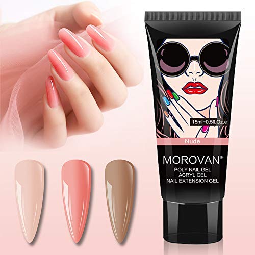 Morovan Nail Polygel Kit Nail Extension Nail Builder Gel Milk Nude Brown Beginner at Home All-in-One Kit