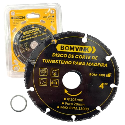 Disco de Corte Para Madeira 105mm em Tungstênio Para Cortes Rápidos e Precisos 4 Polegadas