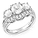 Sz 9 Sterling Silver 925 3 Stone CZ Cubic Zirconia Halo Engagement Ring
