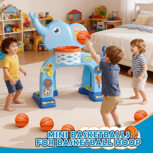 Image of Iyoyo Mini Basketball Set - 5 Pack 6 inch Small Balls with Pump, Over The Door Mini Hoop Replacements, Toy for Toddlers, Kids, Teenagers, Pool, Indoors, Outdoors