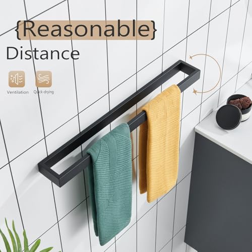 Image of KOKOSIRI Towel Bar Matte Black Bath Towel Holder 24-Inch Kitchen Rack Stainless Steel for Bathroom Hardware Wall Mounted, 1 Pack B4008BK-L24