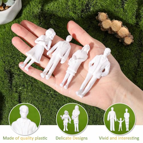 Image of Namalu 30 Pcs, 1: 25 Scale Scale White Unpainted Mini People Figures Miniature People for Model Trains Architectural Standing and Sitting Mini Diorama Figures for Architectural Project