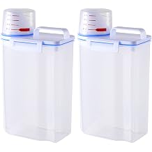 Jodsen 2x2.7L Rice Dispenser Food Storage Container,29x16cm Airtight Rice Cereal Container Pet Food Storage with 180ml Measuring Cup,Portable Easy Grip Handle for Kitchen Dry Food