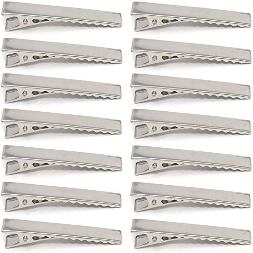 Qearl 50 Pcs Alligator Clips Metal Silver Hair Clips with Teeth for Bows DIY Accessory Alligator Clip(6CM-2.2inches)