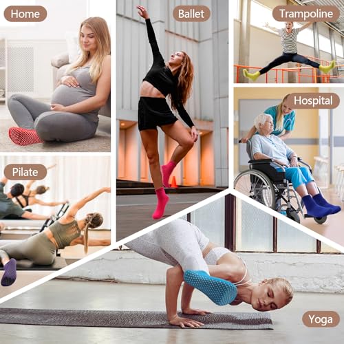 Image of 12 Pairs Women's Grip Socks Non Slip Pilates socks Yoga Socks with Strong Grips Hospital Socks slipper socks for Women