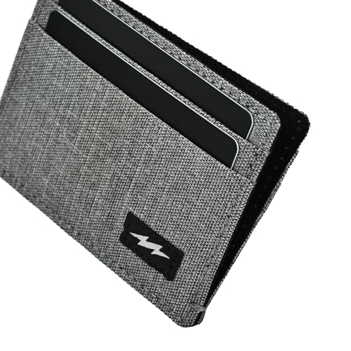 SUPERVEK Grey Khadi Fabric Card Holder Wallet, Multiple Card Slots, Central Cash Storage - Minimalist Thunder Patch Design - Slim Small Card wallets for women men - RFID Blocking - image 7