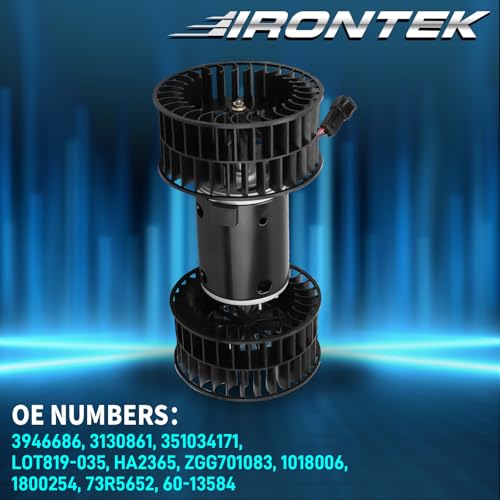 Image of IRONTEK 3946686 HVAC Blower Motor Assembly Fit for Volvo VHD 2001-2009, VNM 2000-2004 & 2006-2009, VT 2006-2009, VNL 2000-2001, VN 2004, AC Blower Motor 3130861 351034171