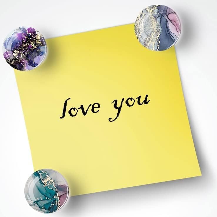 Image of Colorfull Fridge Magnets Marble Texture Crystal Refrigerator Glass Magnet Decorative Fridge Strong Small Cute Colorful Magnet for Kitchen Office Whiteboards Cabinets Photos Party (Design 1)