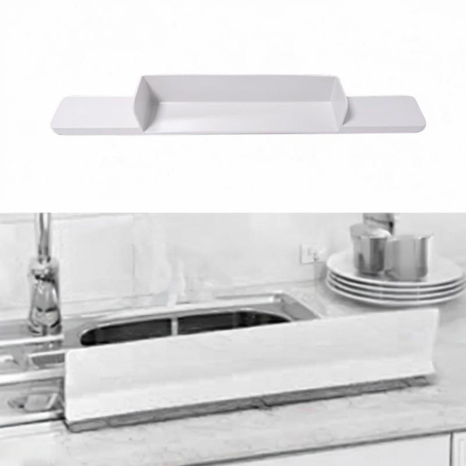 Bathtub Splash Guard for Tub Silicone Toy Tray,Sturdy with Suction Cups,Water Guard Shelf Bath Toy Holder for Bathtub Kitchen, Gray