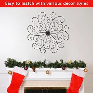 Asense 30 inch metal wall decor flower wall art wall hanging sculpture bronze home decorations for living room bedroom garden indoor outdoor  urban country home decor