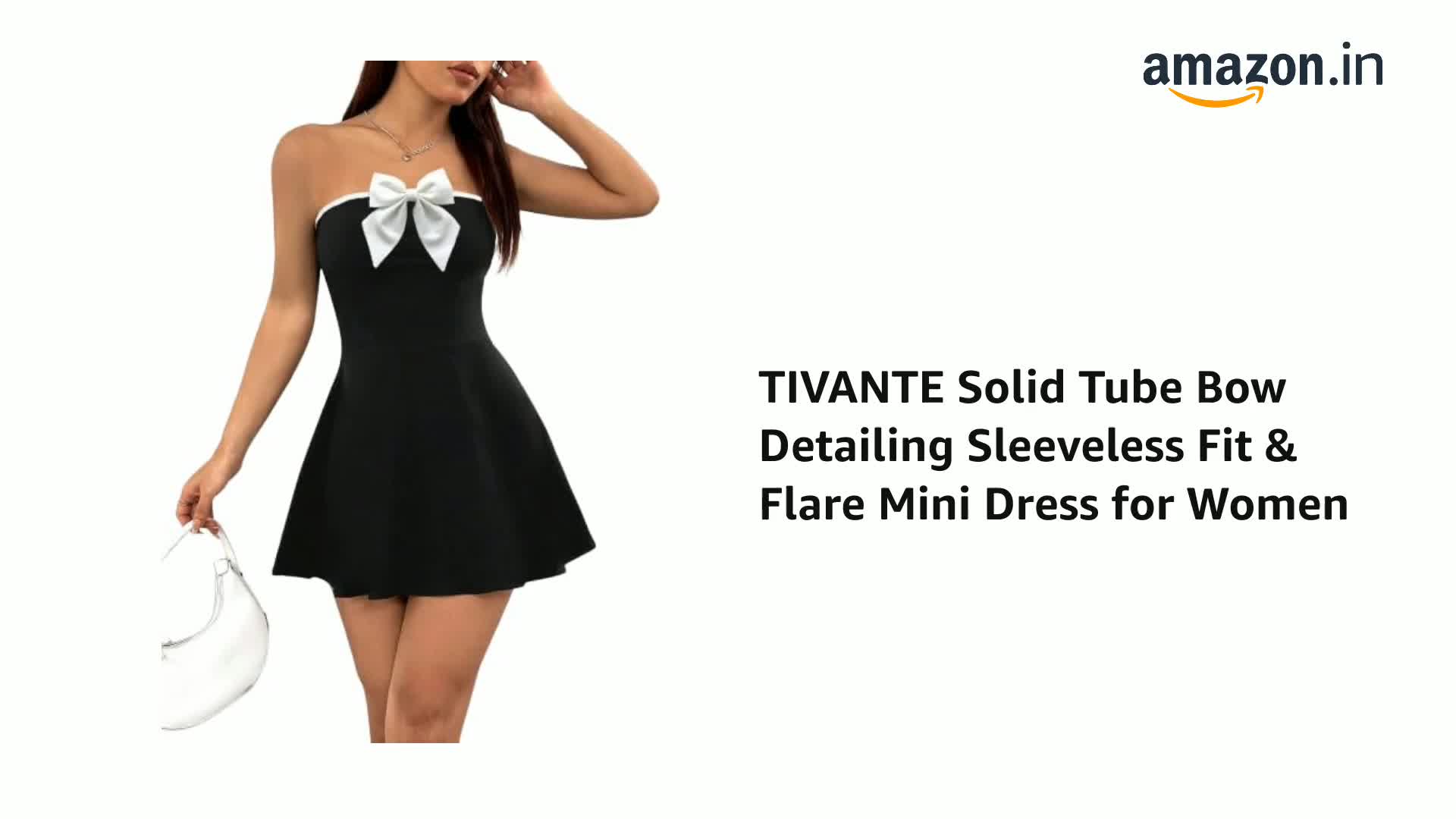 Buy TIVANTE Solid Tube Bow Detailing Sleeveless Fit & Flare Mini