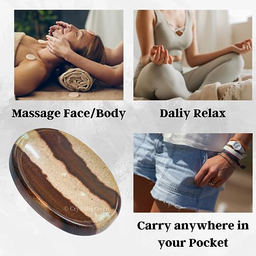 Image of Certified Shiva Lingam Narmada Crystal Thumb Worry Pebbles Stones for Anxiety Stress Relief Massage - AAA Grade Original Healing Gemstone Agate Rubbing Stone for Yoga Meditation Spiritual Reiki Feng Shui
