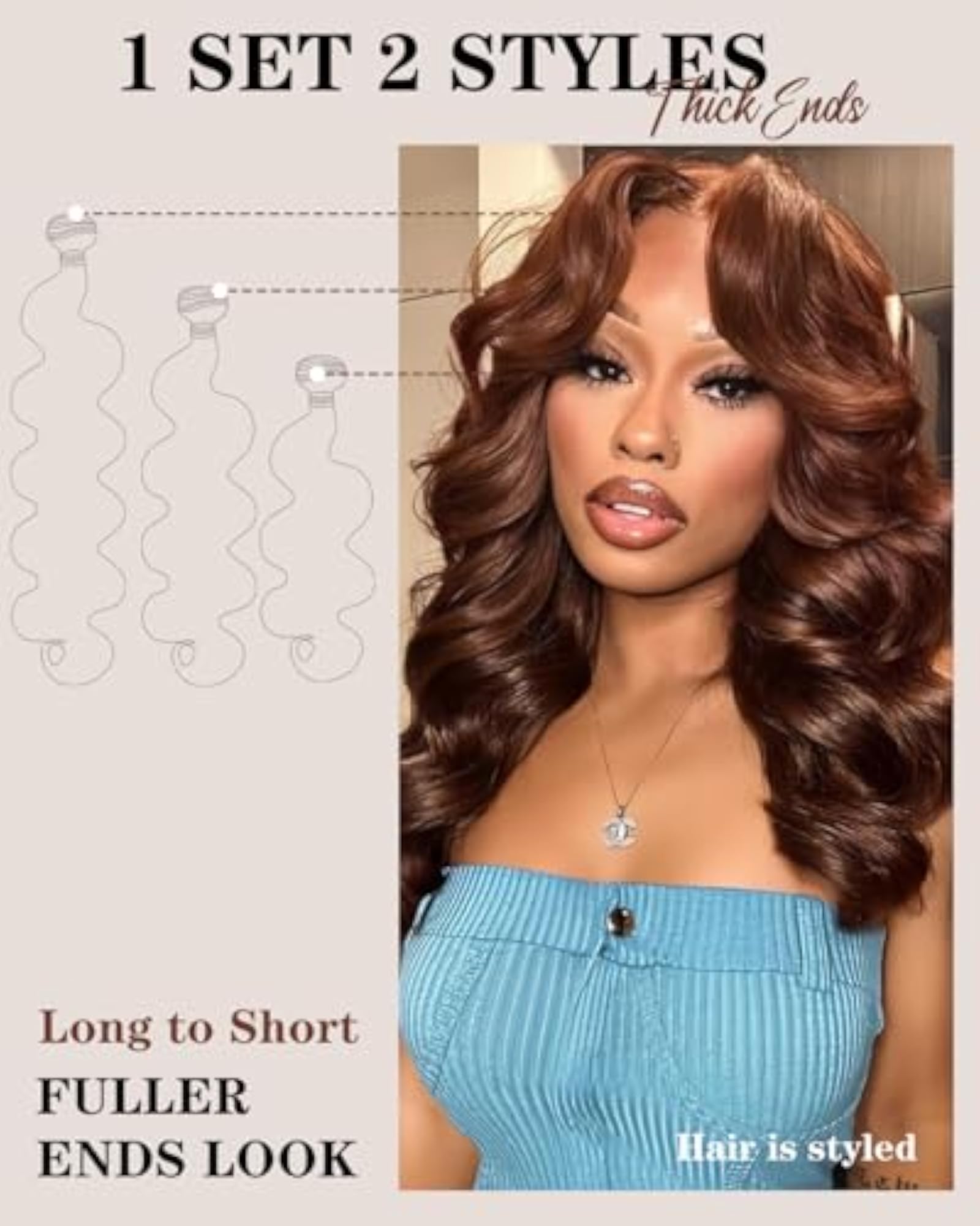Women's Light Brown Body Wave Human Hair Extensions with Closure