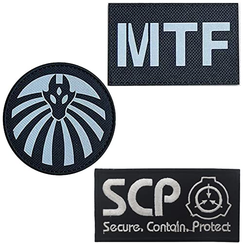 Kseen SCP Foundation Special Containment Procedures Mobile Task Forces Epsilon-11 “Nine-Tailed Fox” & MTF Reflective IR Patch & Embroidered Military Hook and Loop Tactics Applique Morale Badges