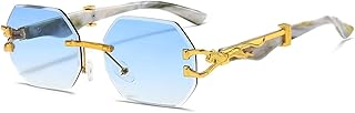 huvora Designer Hexagon Rimless UV Protection Sunglasses for Men Women Stylish - Spotted on YoYo Honey Singh - Anti Glare Retro Rectangle Gradient Leopard Shades Party Goggles-picture-44