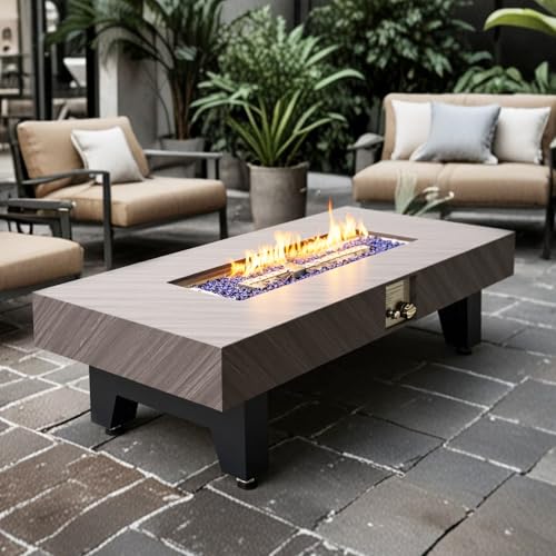 54”Propane Fire Pit,Outdoor Gas Fire Pit Table with Rain Cover,Rectangular