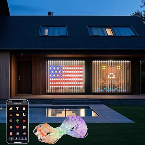 YOOWARM 2 x 2 m Smart cortina luces, 400 LED que cambia de color, luz USB, control remoto, aplicación remota, cadena de luces, cortina para decoración de dormitorio, pared decoración de Navidad