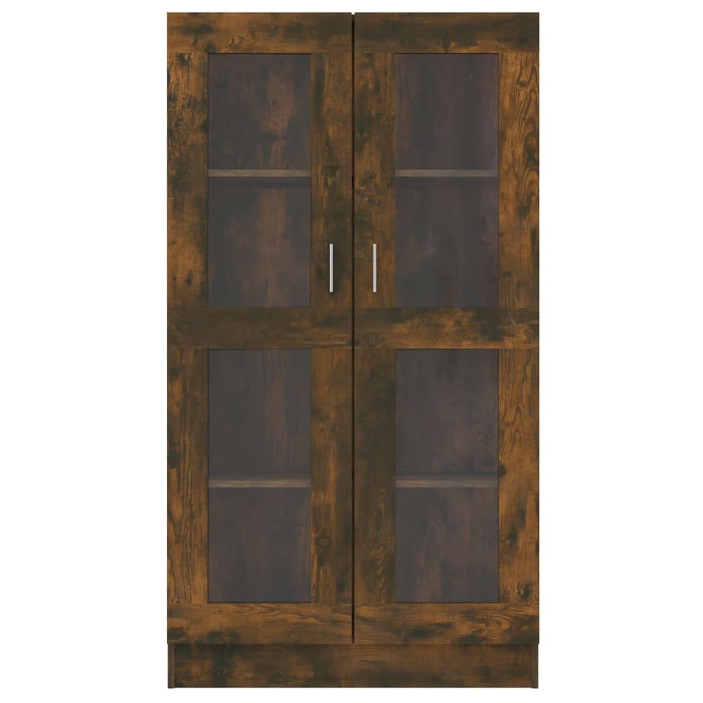 vidaXL Vitrinenschrank, Vitrine für Schlafzimmer Wohnzimmer Büro, Sideboard mit viel Stauraum, Highboard Schrank Beistellschrank, Räuchereiche Holzwerkstoff