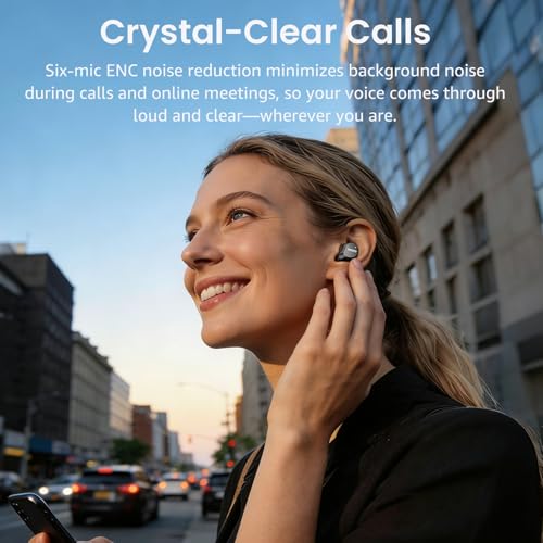TOZO NC9 Auriculares inalámbricos híbridos con cancelación activa de ruido, 6 micrófonos ENC Clear Call, IPX8 impermeable, auriculares intrauditivos Bluetooth 5.3, auriculares estéreo con graves de 60