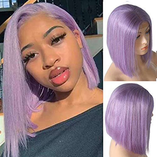 Lace Front Wigs Human Hair Lilac Bob Wigs Straight 180% Density Brazilian Virgin