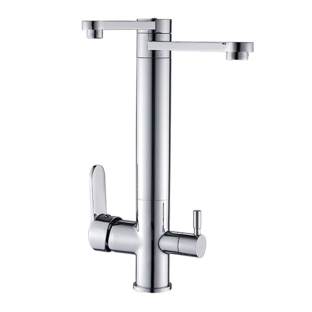 Rubinetto Miscelatore 2 uscite Miscelatore Rubinetto da Cucina Rubinetto Miscelatore lavello ruotabile a 360 ° 3 in 1 Rubinetto Potabile in Ottone Sistemi di filtraggio dell'Acqua per Bar