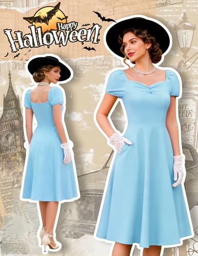 Image of Wedtrend Women's 1950s Dresses With Sleeve 40s Tea Party Dresses Cocktail Dress Swing Vintage Dress