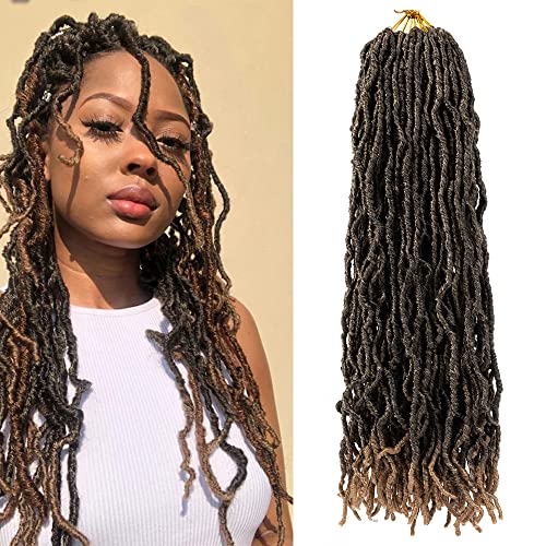 Umylar Faux Locs Crochet Hair 24 inch 7 Packs Soft Locs Crochet Hair Pre Looped Goddess Curly Wavy Synthetic Crochet Hair For Black Women (24 Inch, 7Packs, 1B/27#)