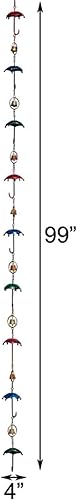 Miniatura 3 de BestNest Juego de 2 cadenas de lluvia multicolor para paraguas y campanas de graffiti antiguo