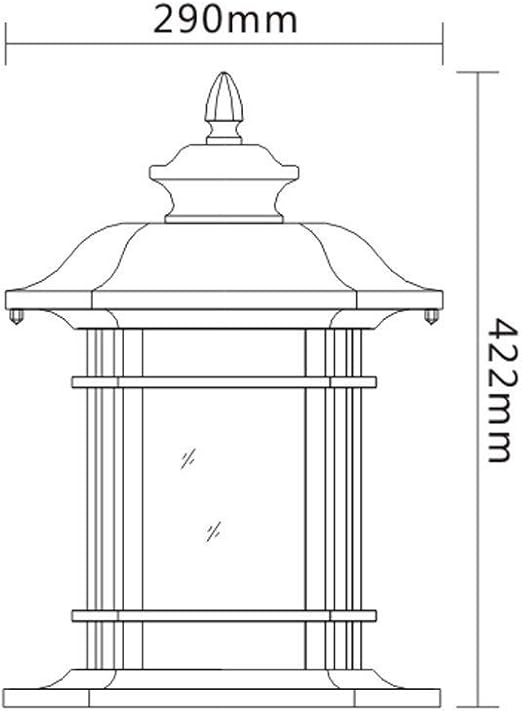 GUOCC Creative Chinese Outdoor Vintage Waterproof Aluminum Glass Stigma Column Lamp Balcony Gate Garden Courtyard Terrace Pillar Lamp Villa Wall Light Retro E27 Lighting Street Floor Lights Lights Fix photo 3