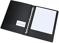 Vista 2 de KINGFOM Carpeta de piel sintética A4 para documentos con tarjetero (carpeta de 3 anillas, color negro)