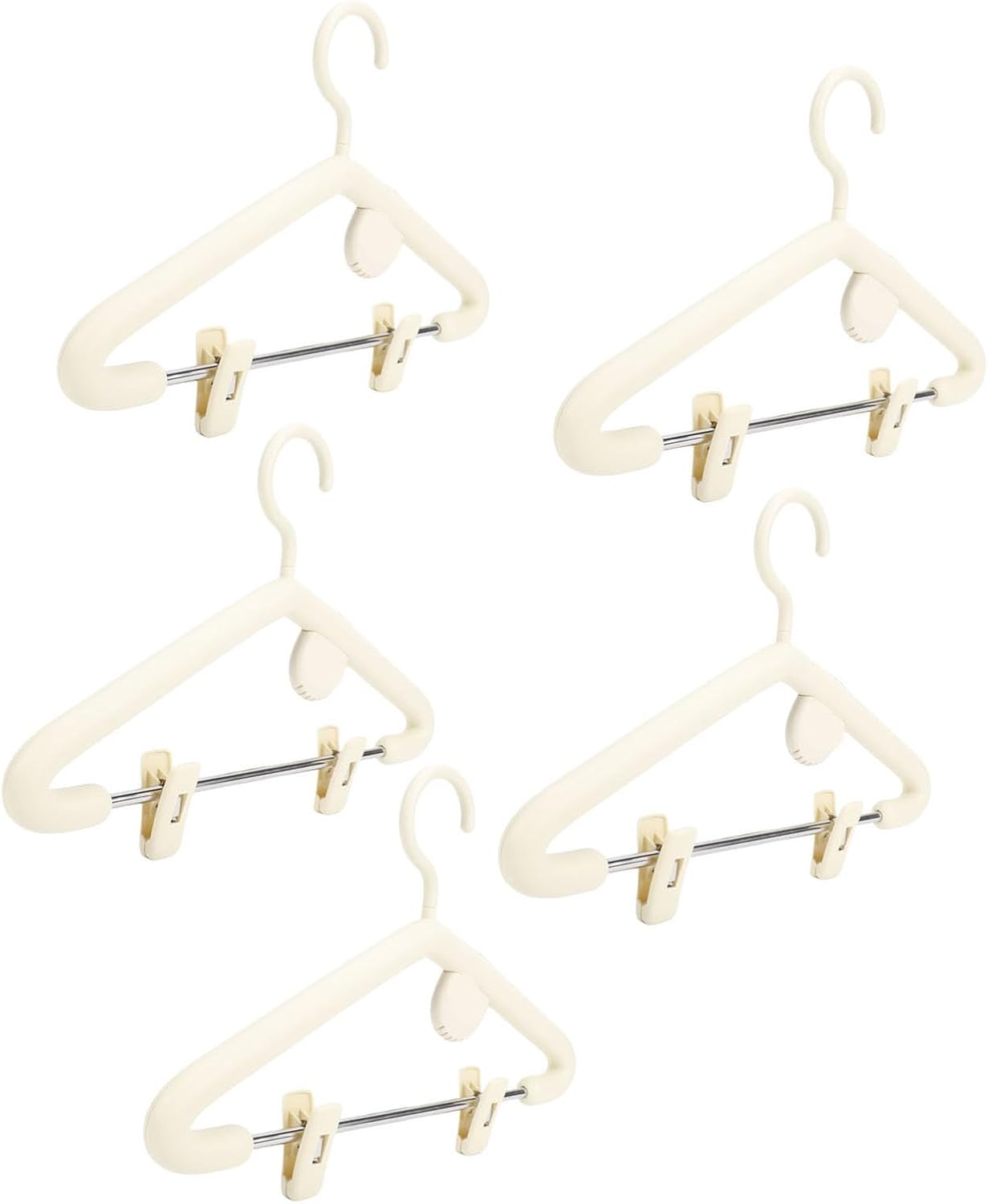 Aromatherapy Clothes Hanger Set of 5, PP and Stainless Steel Space Saving Hangers with Fragrance Box for Suits Jackets Coats Shirts Wardrobe Organization, Cream White