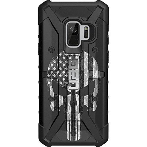 Limited Edition - Customized Designs by Ego Tactical Over a UAG Urban Armor Gear Case for Samsung Galaxy S9 (Standard 5.8")- Punish Skull Subdued US Flag Desert Digi Camo Reversed