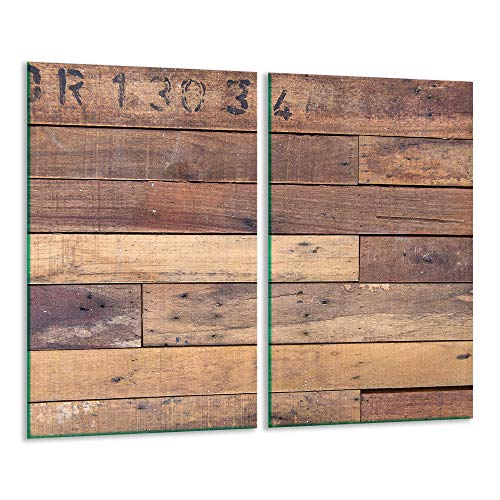 TMK - Placa protectora de vitrocerámica 2 x 30 x 52 cm 2 piezas cocina eléctrica universal para inducción protección contra salpicaduras tabla de cortar de vidrio templado como decoración Madera
